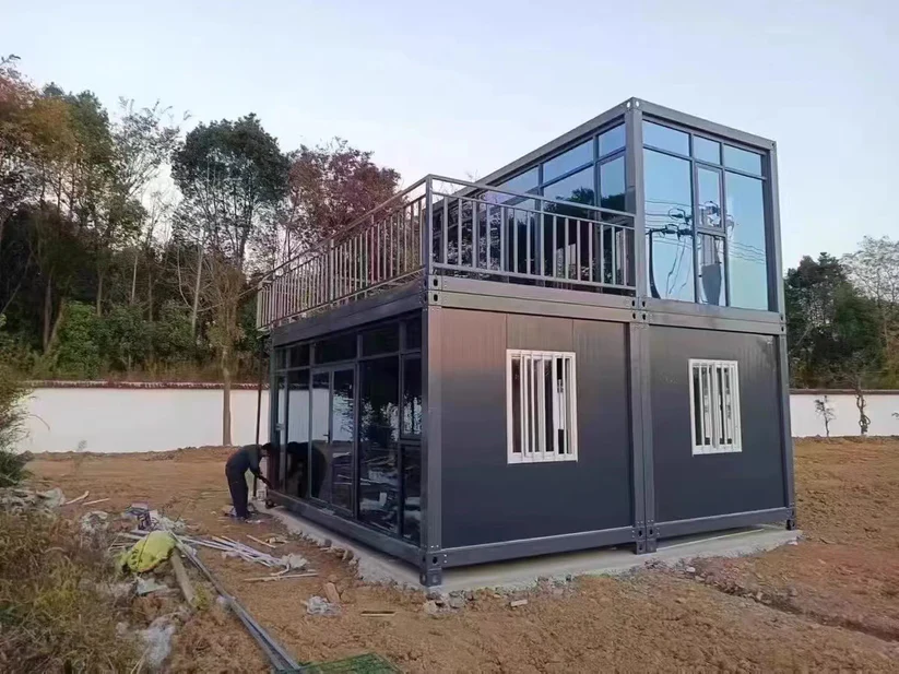 Two Floor Container House Kit Glass Walls
